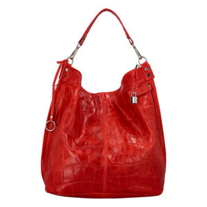 Velká kožená dámská kabelka červená - ItalY Celinda